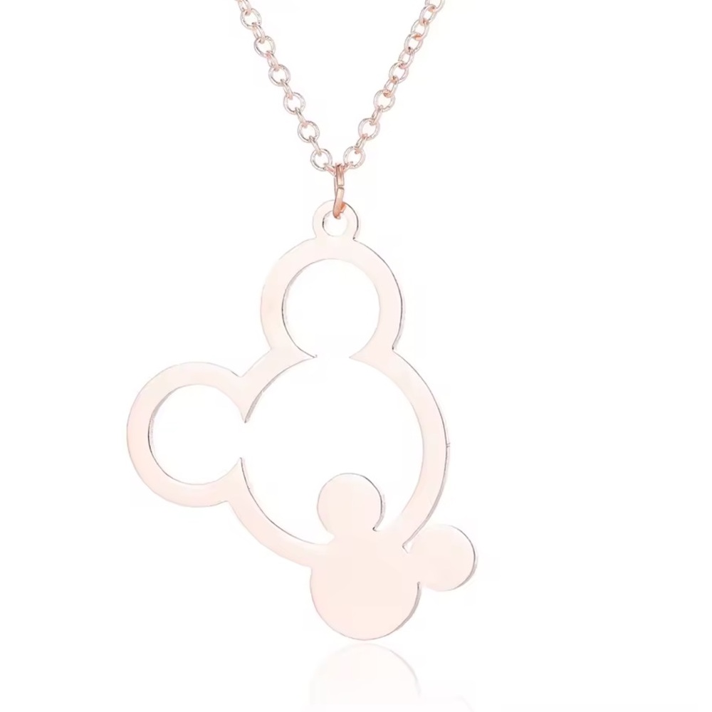 ROSE GOLD MICKEY MOUSE Stainless Steel Minimalist Necklace With Gift Box - Picture 2 of 6
